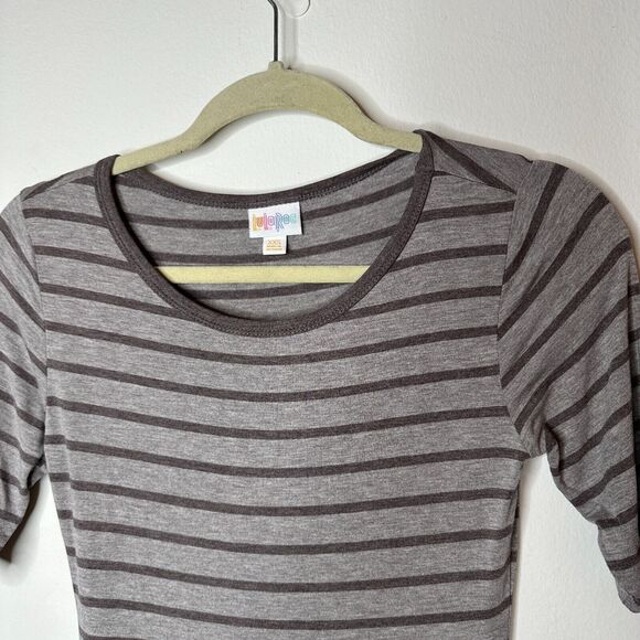 Julia Midi Gray-Stripe Short Sleeve Pullover Stretch Bodycon Dress XXS - Picture 3 of 11